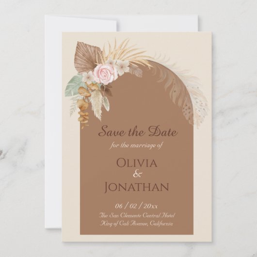 Invitation Classe Moderne Boho Rustique Beige Brown Enregistr (Devant)