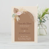 Invitation Classe Moderne Boho Rustique Beige Brown Enregistr (Debout devant)