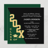 Invitation Classe moderne de 2022 Green Black Graduation Part (Devant / Derrière)