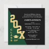 Invitation Classe moderne de 2022 Green Black Graduation Part (Devant)
