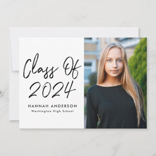 Invitation Classe moderne de 2023 Black Script Graduation Par (Devant)