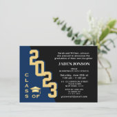 Invitation Classe moderne de 2023 Golden Navy Graduation Part (Debout devant)