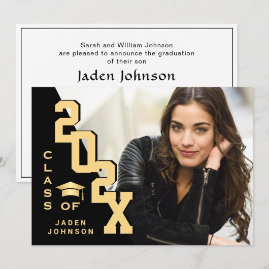 Invitation Classe moderne de 2023 Grad PHOTO Grad Graduation  (Devant / Derrière)