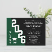 Invitation Classe moderne de 2023 Green Black Graduation Part (Debout devant)