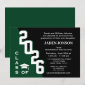 Invitation Classe moderne de 2023 Green Black Graduation Part (Devant / Derrière)
