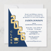 Invitation Classe moderne de 2023 Navy Blue Graduation Party (Devant)