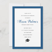 Invitation Classe moderne de 2023 script classique photo bleu (Dos)