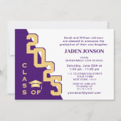 Invitation Classe moderne de 2024 Gold Purple Graduation Part (Devant)