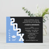 Invitation Classe moderne de 2025 Blue Black Graduation Party (Debout devant)