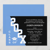 Invitation Classe moderne de 2025 Blue Black Graduation Party (Devant / Derrière)