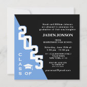 Invitation Classe moderne de 2025 Blue Black Graduation Party (Devant)