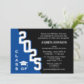 Invitation Classe moderne de 2025 Blue Black Graduation Party (Debout devant)