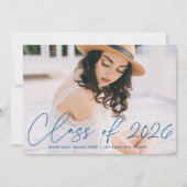 Invitation Classe moderne de 2025 Blue Script Graduation Part (Devant)