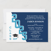 Invitation Classe moderne de 2025 Blue White Graduation Party (Devant)