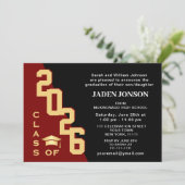 Invitation Classe moderne de 2025 Golden Red Graduation Party (Debout devant)