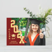 Invitation Classe moderne de 2025 Grad PHOTO Grad Graduation (Debout devant)
