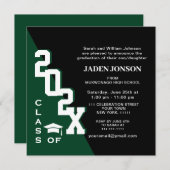 Invitation Classe moderne de 2025 Green Black Graduation Part (Devant / Derrière)