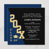 Invitation Classe moderne de 2025 Marine Black Graduation Par (Devant / Derrière)