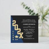 Invitation Classe moderne de 2025 Marine Black Graduation Par (Debout devant)