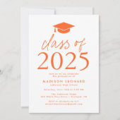 Invitation Classe moderne de 2025 Orange Graduation Party (Devant)