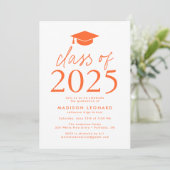Invitation Classe moderne de 2025 Orange Graduation Party (Debout devant)