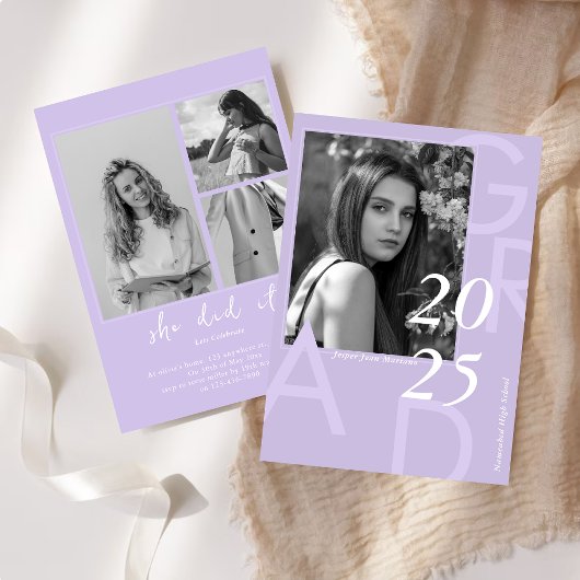 Invitation Classe moderne de 2025 Photo Graduation minimale