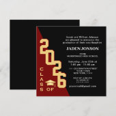 Invitation Classe moderne de 2025 Red Black Graduation Party (Devant / Derrière)