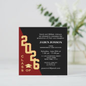 Invitation Classe moderne de 2025 Red Black Graduation Party (Debout devant)