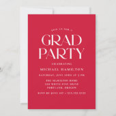 Invitation Classe moderne de 2025 Red Photo Graduation Party (Dos)