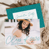 Invitation Classe moderne de 2025 Turquoise Script Graduation