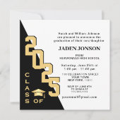 Invitation Classe moderne de 2025 White Black Graduation Part (Devant)