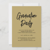 Invitation Classe Moderne De 25 Black & Gold Graduation Party (Dos)
