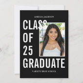 Invitation Classe Moderne De 25 Black & White Graduation Part (Devant)