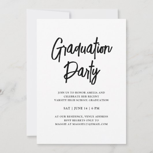 Invitation Classe Moderne De 25 Black & White Graduation Part (Dos)