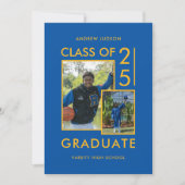 Invitation Classe Moderne De 25 Blue 2 Photos Open House (Devant)