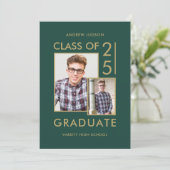 Invitation Classe Moderne De 25 Green 2 Photos Open House (Debout devant)