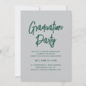 Invitation Classe Moderne De 25 Green Silver 2 Photo Grad Par (Dos)