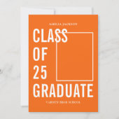 Invitation Classe Moderne De 25 Orange Graduation Party (Devant)