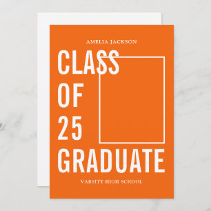 Invitation Classe Moderne De 25 Orange Graduation Party