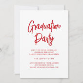 Invitation Classe Moderne De 25 Red & White Graduation Party (Dos)