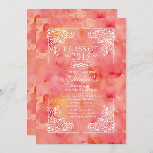 Invitation Classe moderne de l'invitation 2015 de fête de (Devant / Derrière)