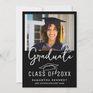 Invitation Classe moderne de noir et blanc de 2025 Casquette 