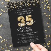 Invitation Classe moderne Retrouvailles 35 Ans Flux Noir Or