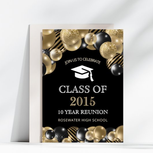 Invitation Classe Moderne Reunion Black Gold