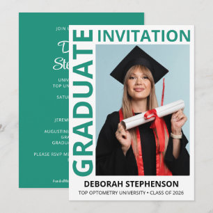 Invitation Classe moderne TEAL de la photo de remise des dipl