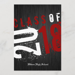 Invitation Classe noire, blanche et rouge artistique de 2018