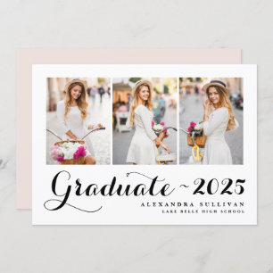 Invitation Classe Noire de 2024 Collage photo Graduation