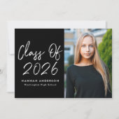 Invitation Classe Noire de Script Moderne de 2025 Graduation  (Devant)