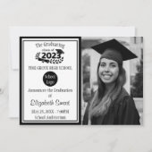 Invitation Classe noire et blanche de 2023 Graduation (Devant)