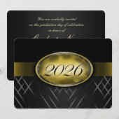 Invitation Classe noire et or 2026 (Devant / Derrière)